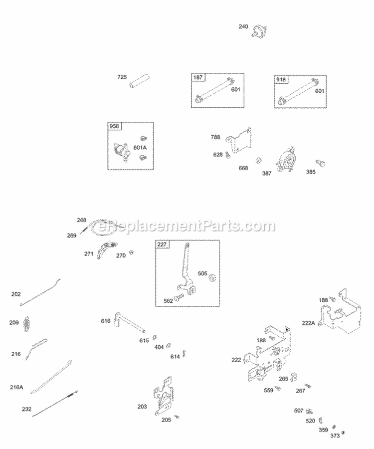 Controls Links Springs Fuel Pump Fuel Hoses Diagram and Parts List for  Briggs and Stratton Engine